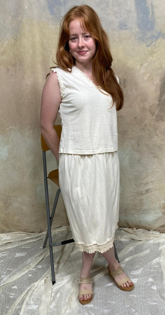 Luna Lace Trim Hemp Organic Cotton Crop Top