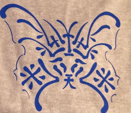 Butterfly Design Imprinted on our Original Hemp Short Sleeve Scoop Neck Ladies Top