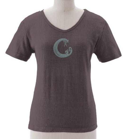 Fancy Moon design on Better Than Before Short Sleeve Hemp Scoop Neck Ladies Top