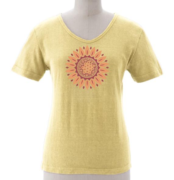 Sunny Side Up design on Better Than Before Short Sleeve Hemp Scoop Neck Ladies Top