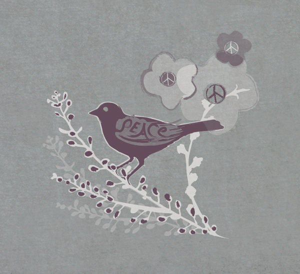 Peace Bird imprinted on Made in USA Organic Cotton Short Sleeve Ladies Tee