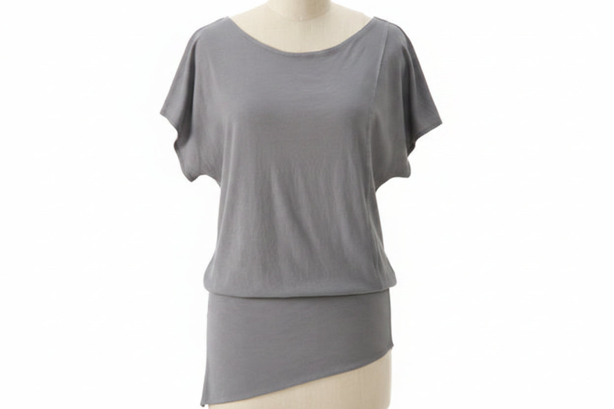 Tianna Top in Organic Cotton with Boat Neckline and Dolman Sleeves