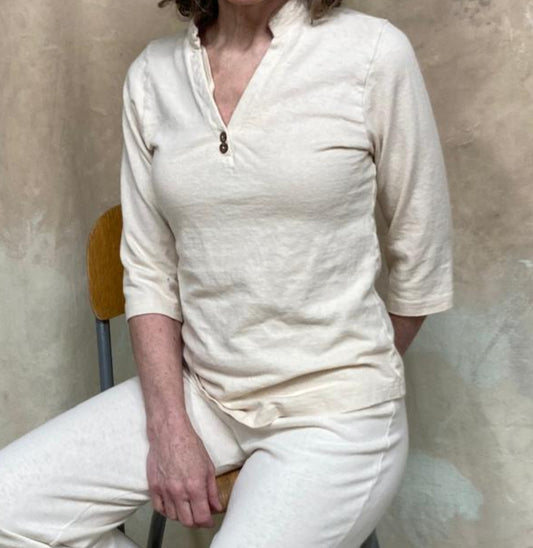 Willow V-Neck 3/4 Sleeve Hemp Organic Cotton Top