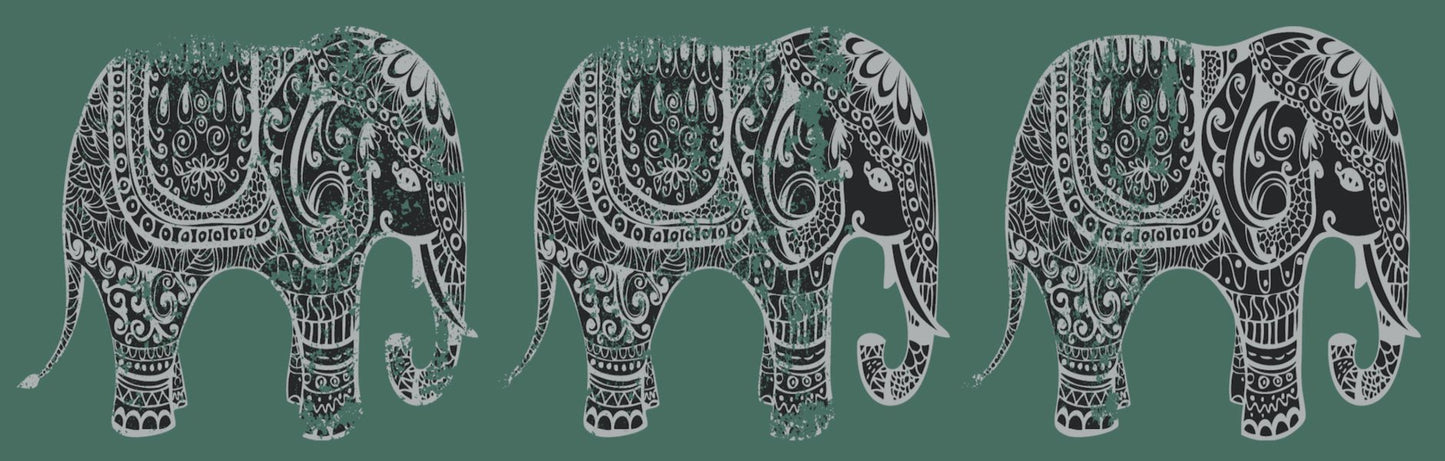 Three Elephant Design on Made in USA Organic Cotton Short Sleeve Ladies Tee