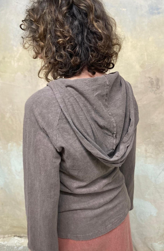 Cedar Wrap Long Sleeve Hoodie Top in Hemp & Organic Cotton