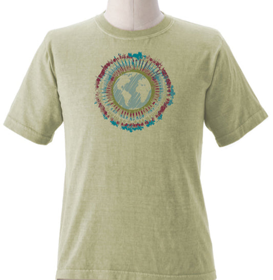 Tie Dye Earth Design Imprinted on Men's Short Sleeve Organic Cotton Tee