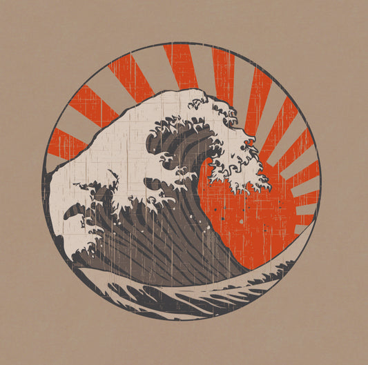 Wave Imprint on Men's Short Sleeve Cotton Tee