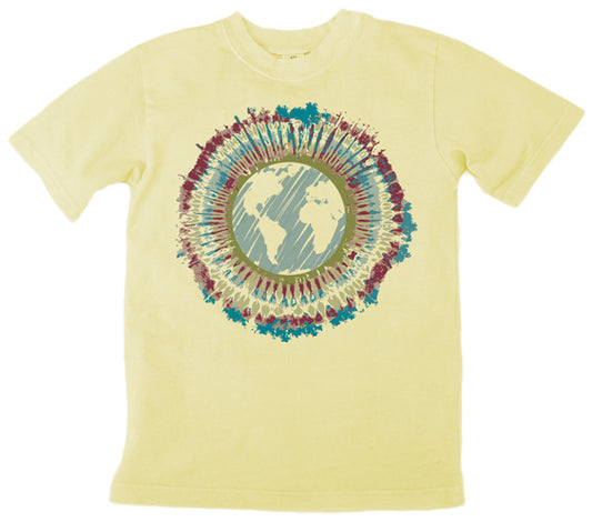 Tie Dye Earth Design imprinted on 100% Organic Cotton
