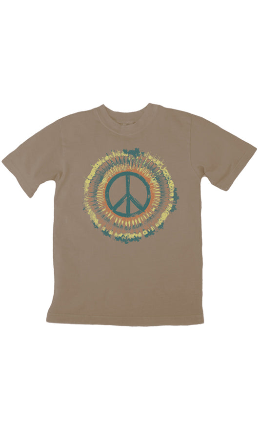 Tie Dye Peace Design imprinted on 100% Organic Cotton