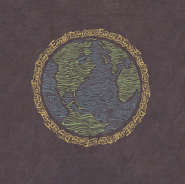Scratchy Earth design Imprinted on Men's Long Sleeve Clay Dyed Organic Cotton Tee