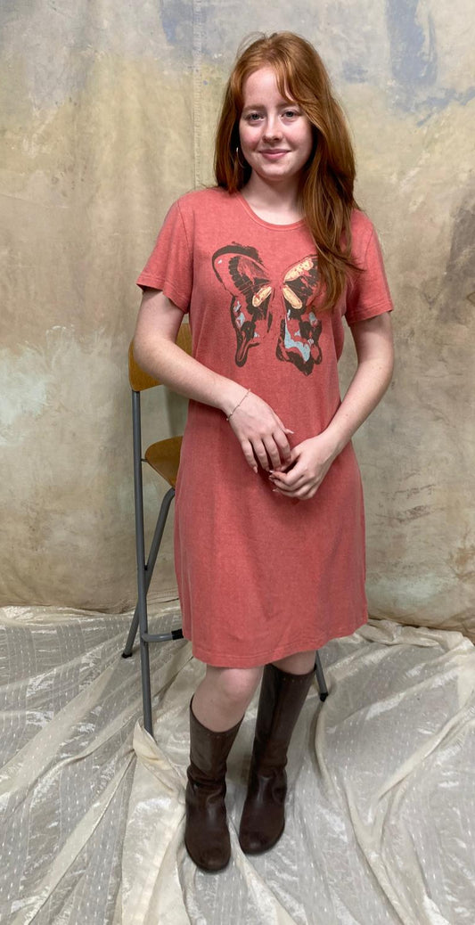 Butterfly Short Sleeve Hemp Organic Cotton Dress