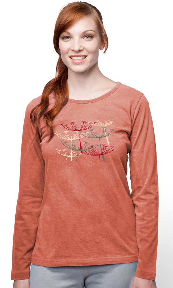 Fly Away Long Sleeve Women's Scoop Neck Tee in Organic Cotton