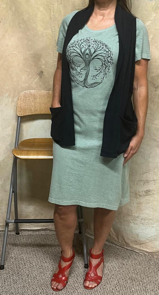 Tree of Life Short Sleeve Hemp Organic Cotton Dress