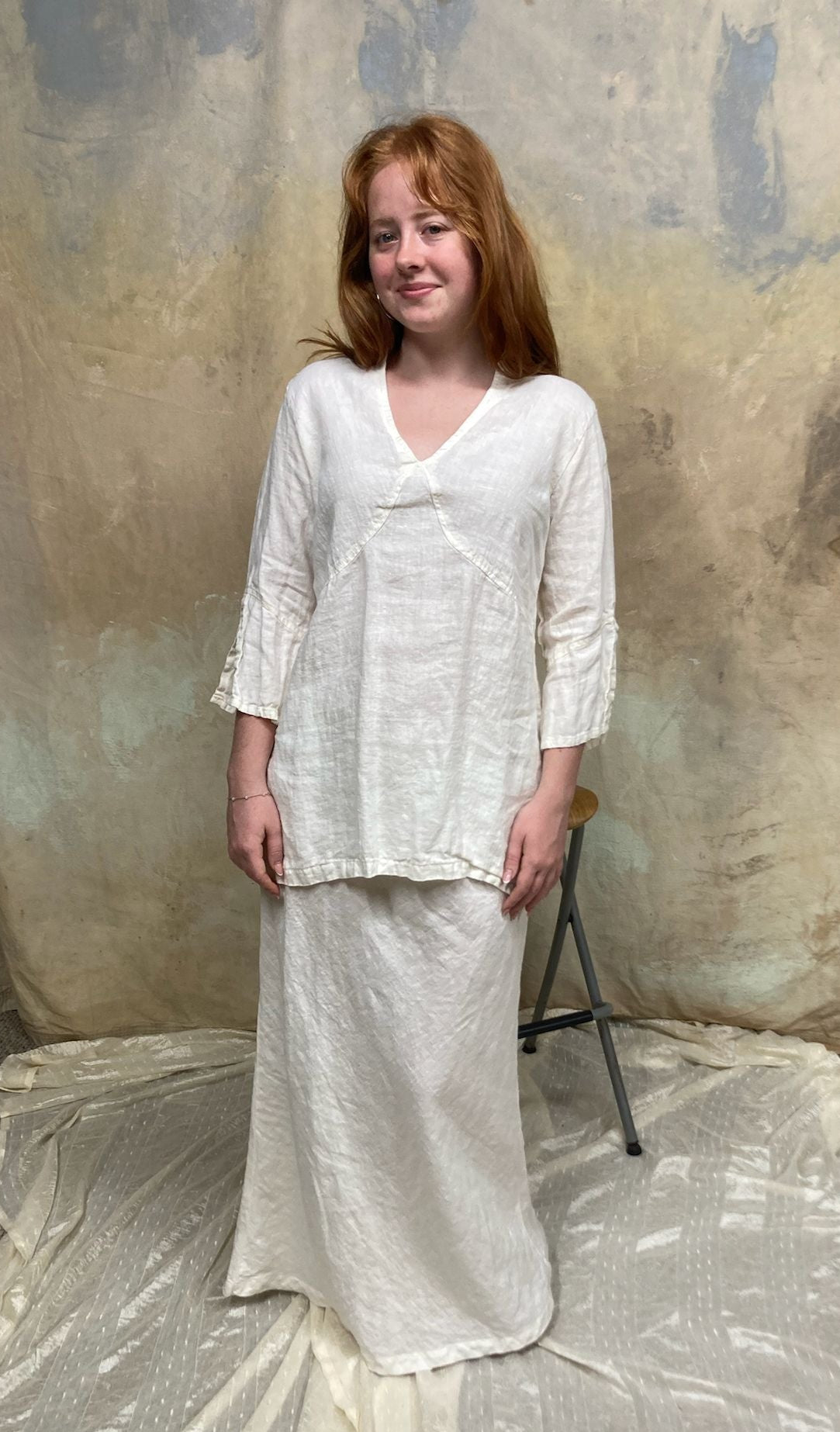 Harbor 3/4 Sleeve Linen V-Neck Tunic Top