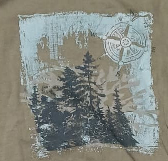 Compass Forest Imprinted on Men's Long Sleeve Clay Dyed Organic Cotton Tee