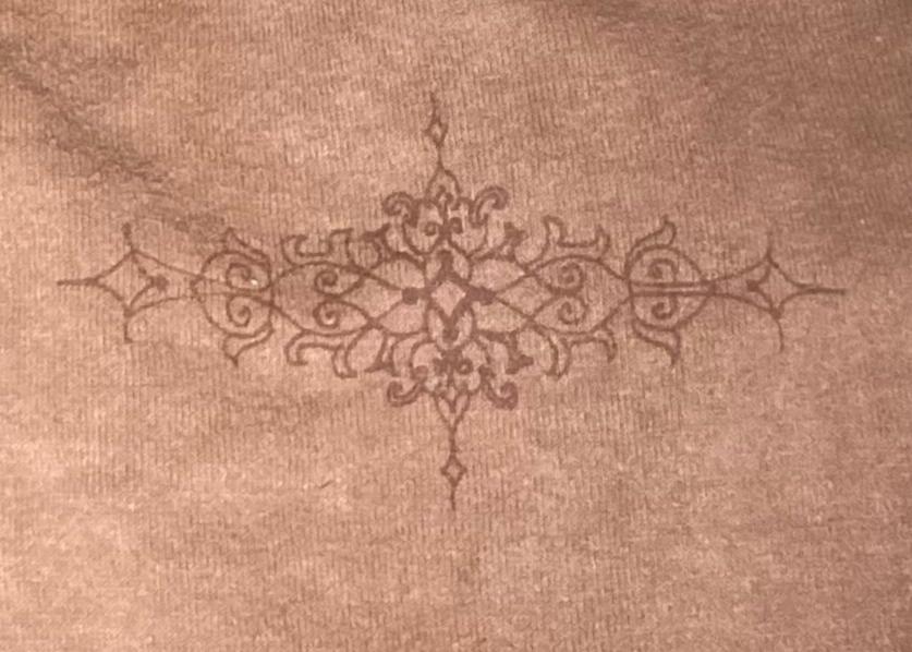 Scroll Imprint on Made in USA Hemp Long Sleeve Ladies Scoop Neck Top