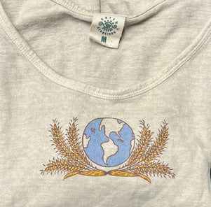 Earth Wheat Design on our Original Hemp Short Sleeve Scoop Neck Ladies Top