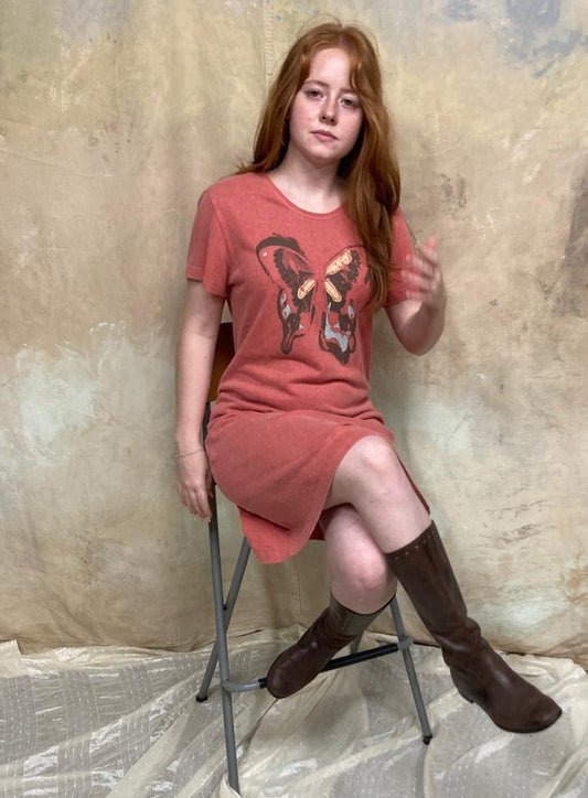 Butterfly Short Sleeve Hemp Organic Cotton Dress