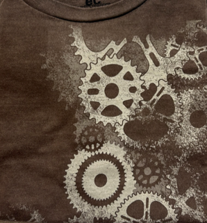 Bicycle Spoke Design Imprinted on Men's Long Sleeve Clay Dyed Organic Cotton Tee