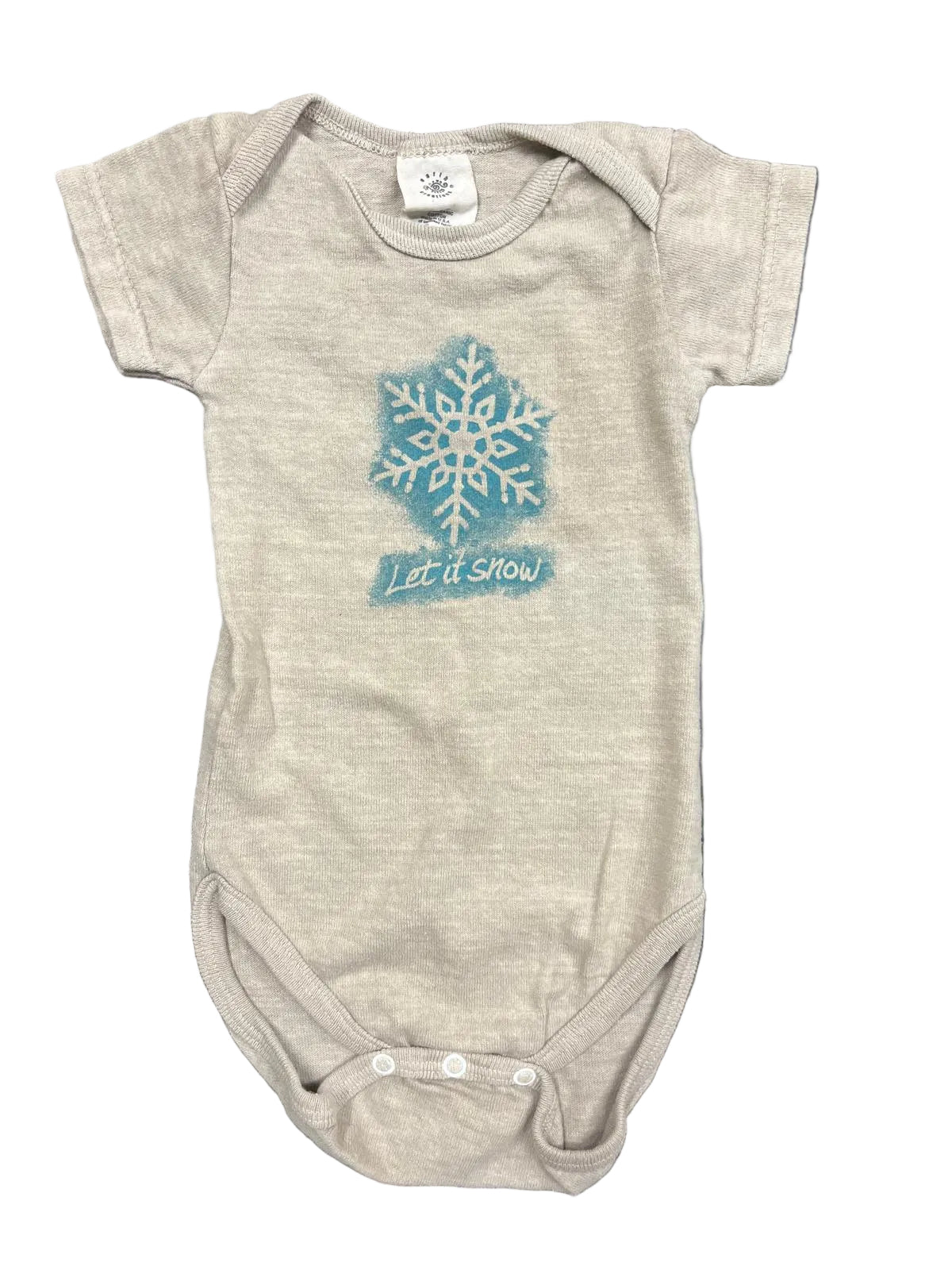 Let It Snow Design Imprinted on Made in USA Hemp/Organic Cotton Baby Snappie