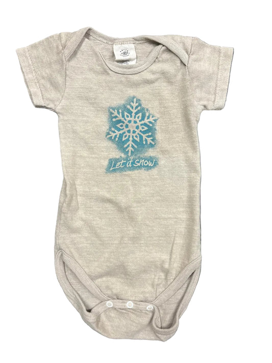 Let It Snow Design Imprinted on Made in USA Hemp/Organic Cotton Baby Snappie