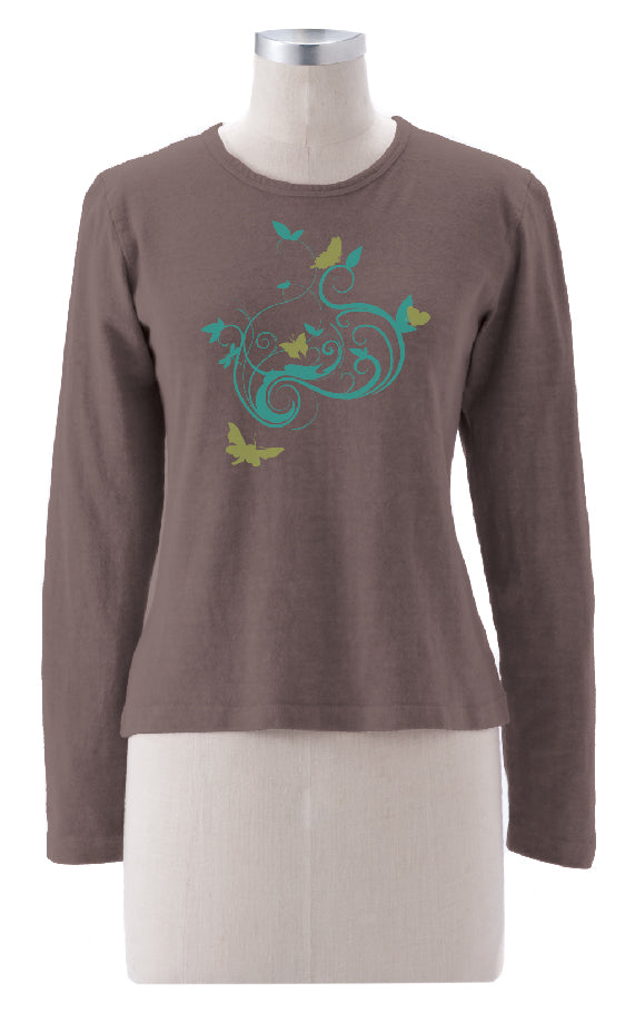 Natures Beauty Imprinted on Made in USA Hemp Long Sleeve Ladies Top