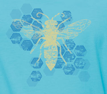 Bee Design Imprinted on our Hemp Short Sleeve Scoop Neck Ladies Festival Top