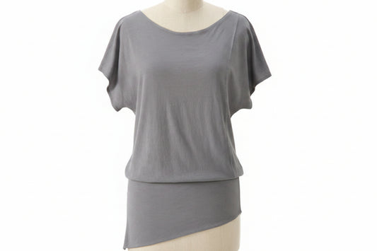 Tianna Top in Organic Cotton with Boat Neckline and Dolman Sleeves