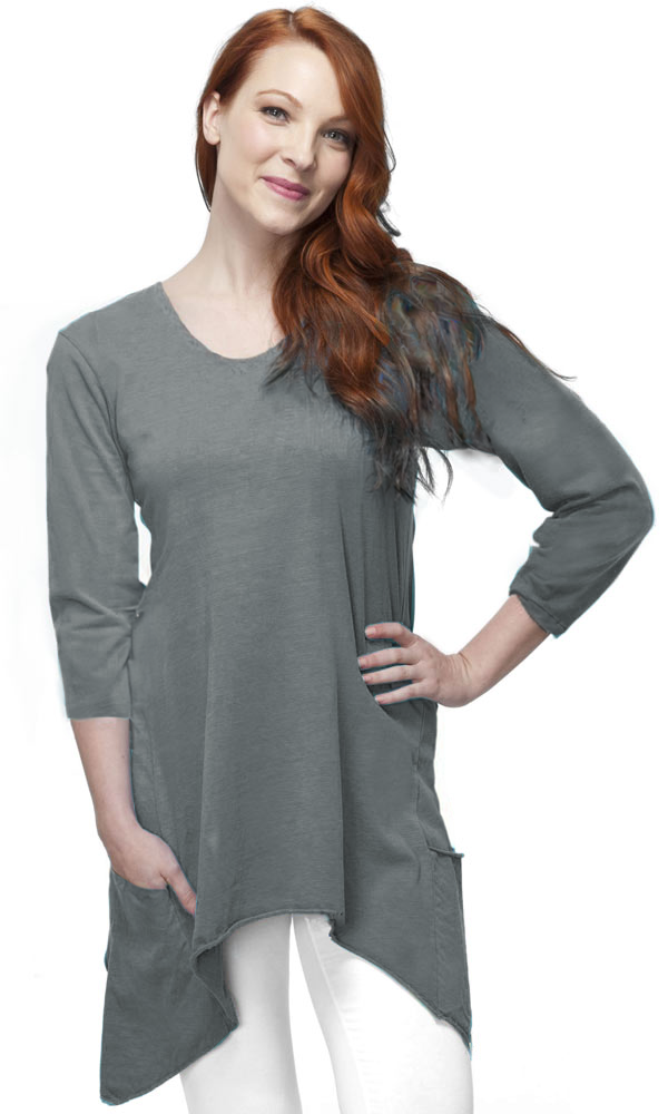 3/4 Sleeve Handkerchief Tunic Top