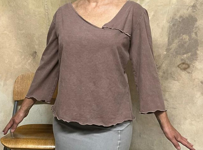 Free Spirit Organic Cotton Lycra Blend Ladies 3/4 Sleeve Top