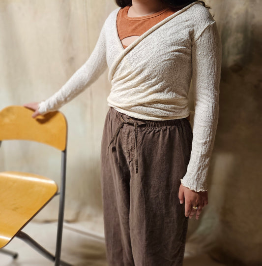 Lace Top with Drawstring Tie in Organic Cotton