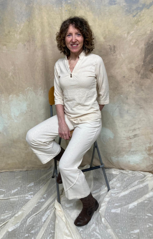 Willow V-Neck 3/4 Sleeve Hemp Organic Cotton Top
