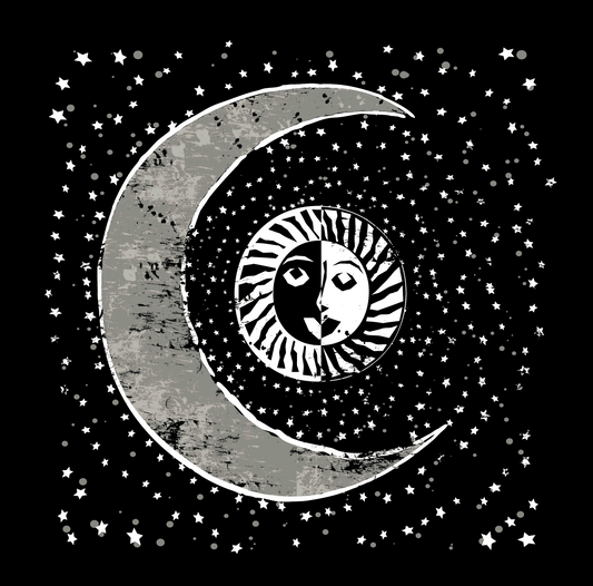 Moon Time Design on Organic Cotton Made in USA Long Sleeve Ladies Tee