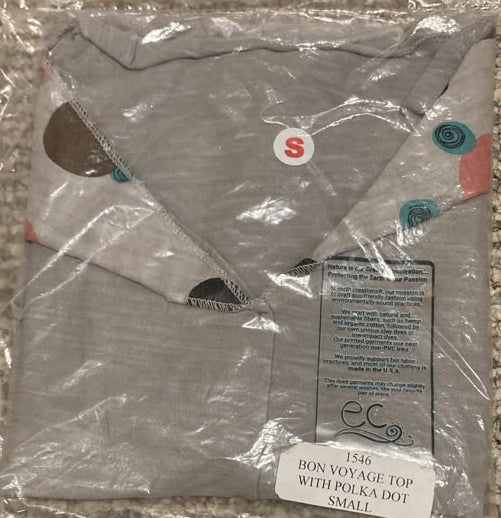 Bon Voyage with Polka Dots on 100% Cotton Slub Top
