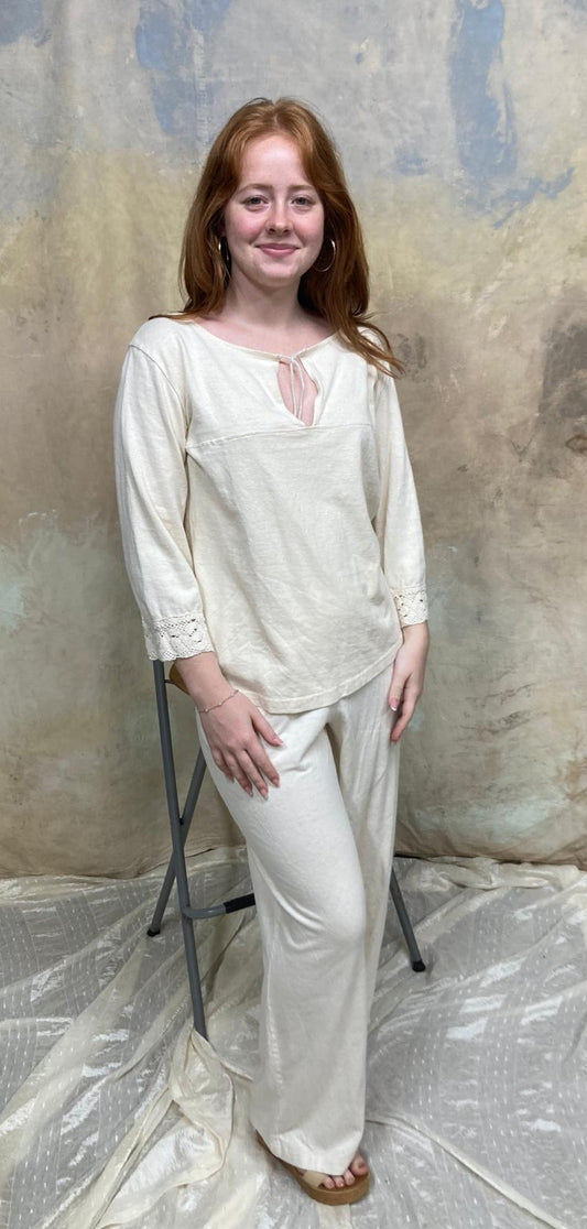 Willow 3/4 Sleeve Lace Top & Pant on Hemp Organic Cotton