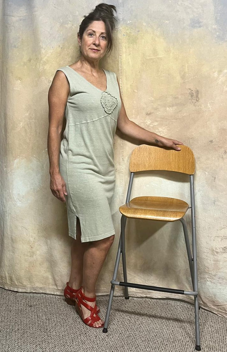 Savannah Medallion Sleeveless Dress on Hemp Organic Cotton