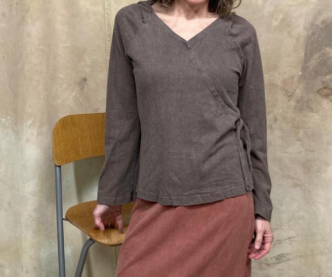 Cedar Wrap Long Sleeve Hoodie Top in Hemp & Organic Cotton