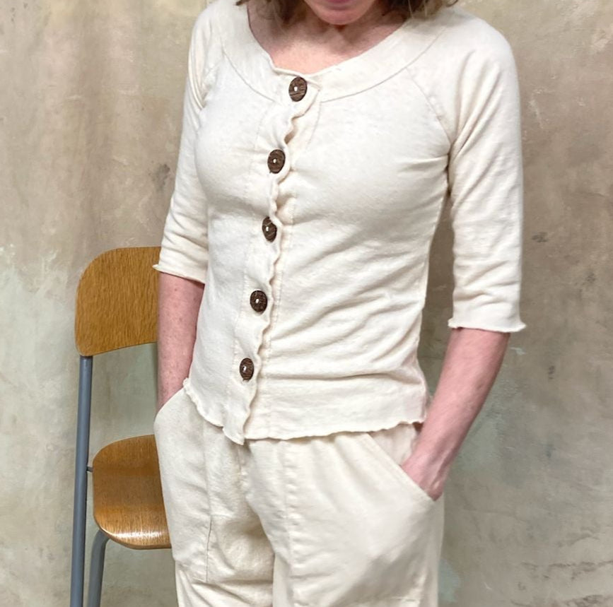 Elmwood 3/4 Sleeve Button Top & Pant Hemp Organic Cotton Set