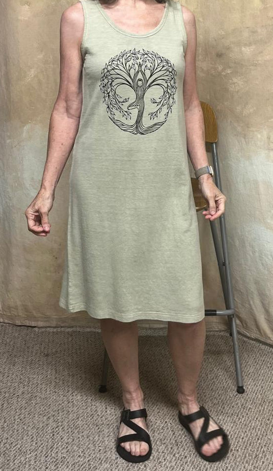 Tree of Life Sleeveless Hemp Organic Cotton Dress