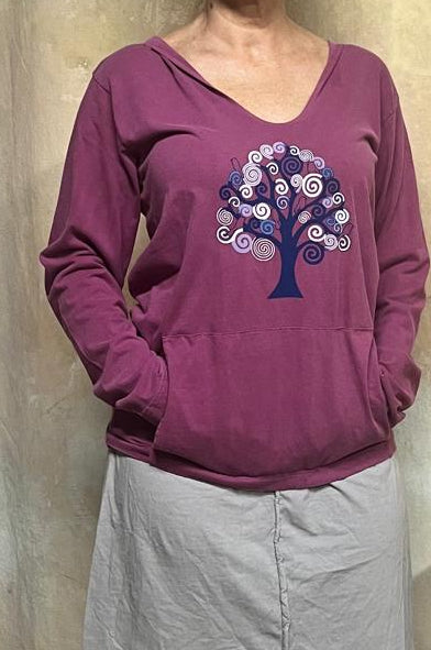 Harmony Hoody Top with Imprints on Organic Cotton & Long Sleeve