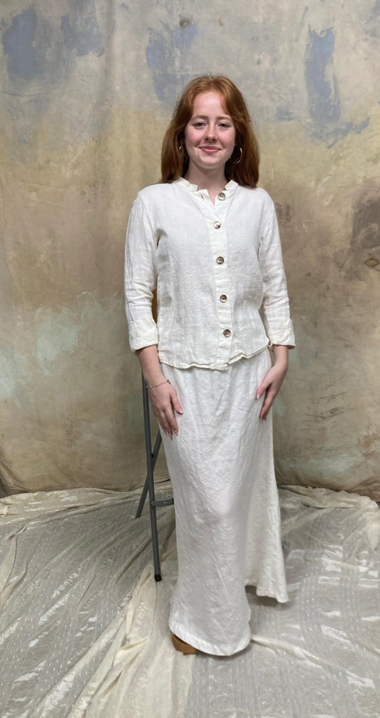 Harbor - Long sleeve Linen Button Top & Skirt Set