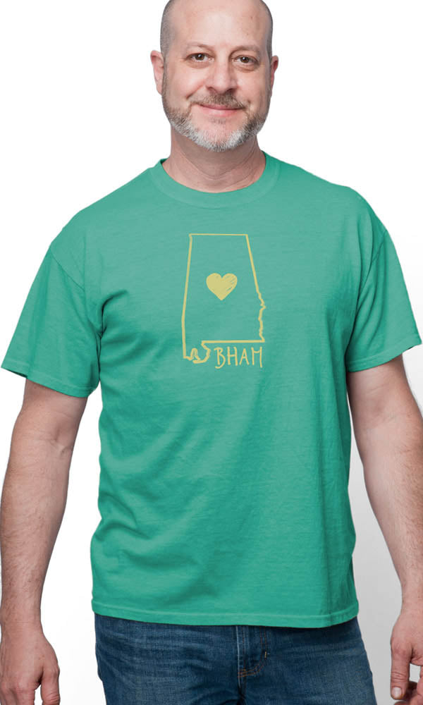 BHAM Heart on Men's Short Sleeve Performance Cotton Tee