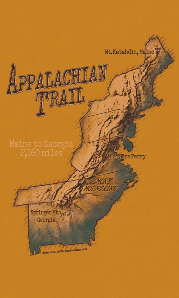 Appalachian Trail Map on Men's Short Sleeve Cotton Tee