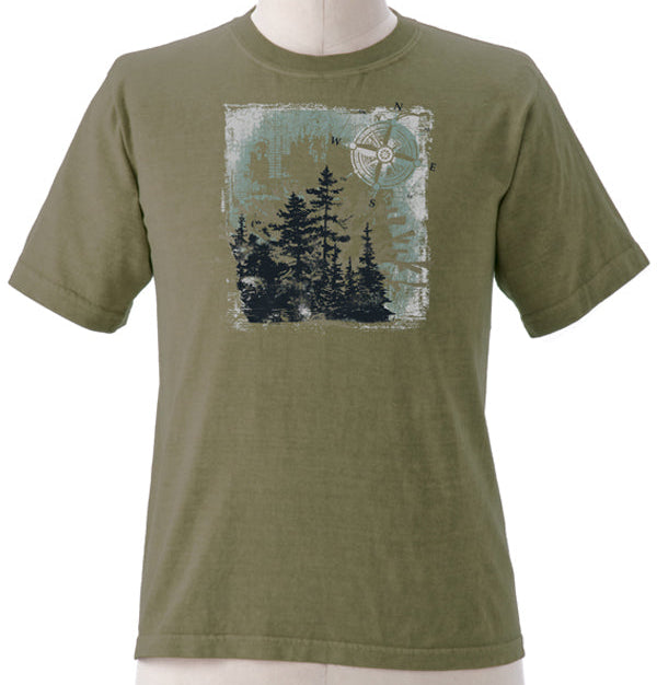 Compass Forest on Men's Short Sleeve Organic Cotton Tee