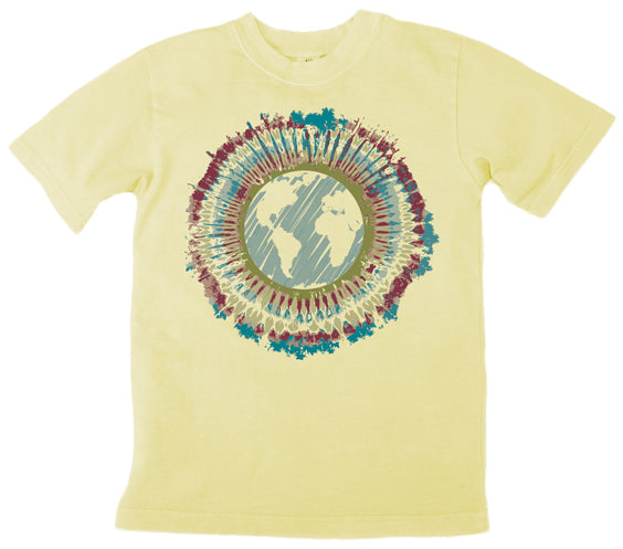 Tie Dye Earth Design imprinted on 100% Organic Cotton