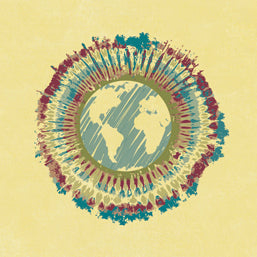 Tie Dye Earth Design imprinted on 100% Organic Cotton