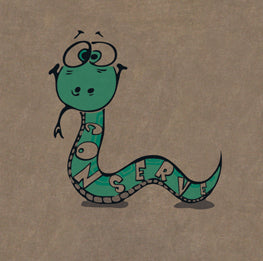 Snake Art Design imprinted on 100% Organic Cotton