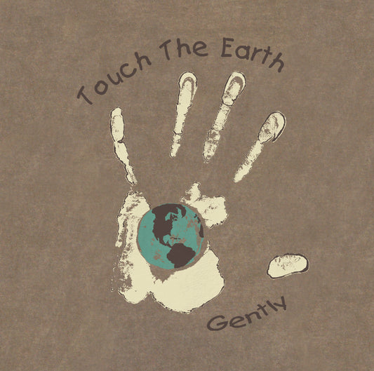 Touch The Earth Design Imprinted on Men's Long Sleeve Clay Dyed Organic Cotton Tee