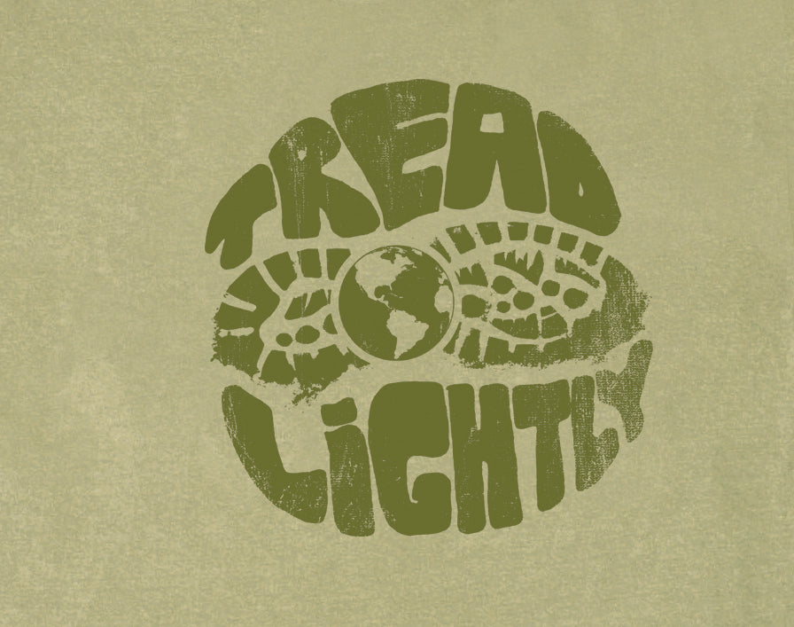 Tread Lightly Design Imprinted on Men's Long Sleeve Clay Dyed Organic Cotton Tee