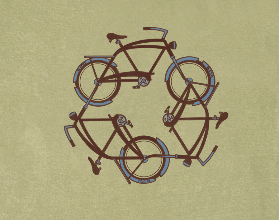 Recycle Design Imprinted on Men's Long Sleeve Clay Dyed Organic Cotton Tee